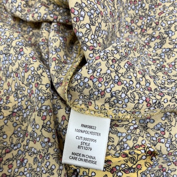 Max Studio Womens Yellow Floral Ruffle Wrap Blouse Long Sleeves Size M - Picture 5 of 6
